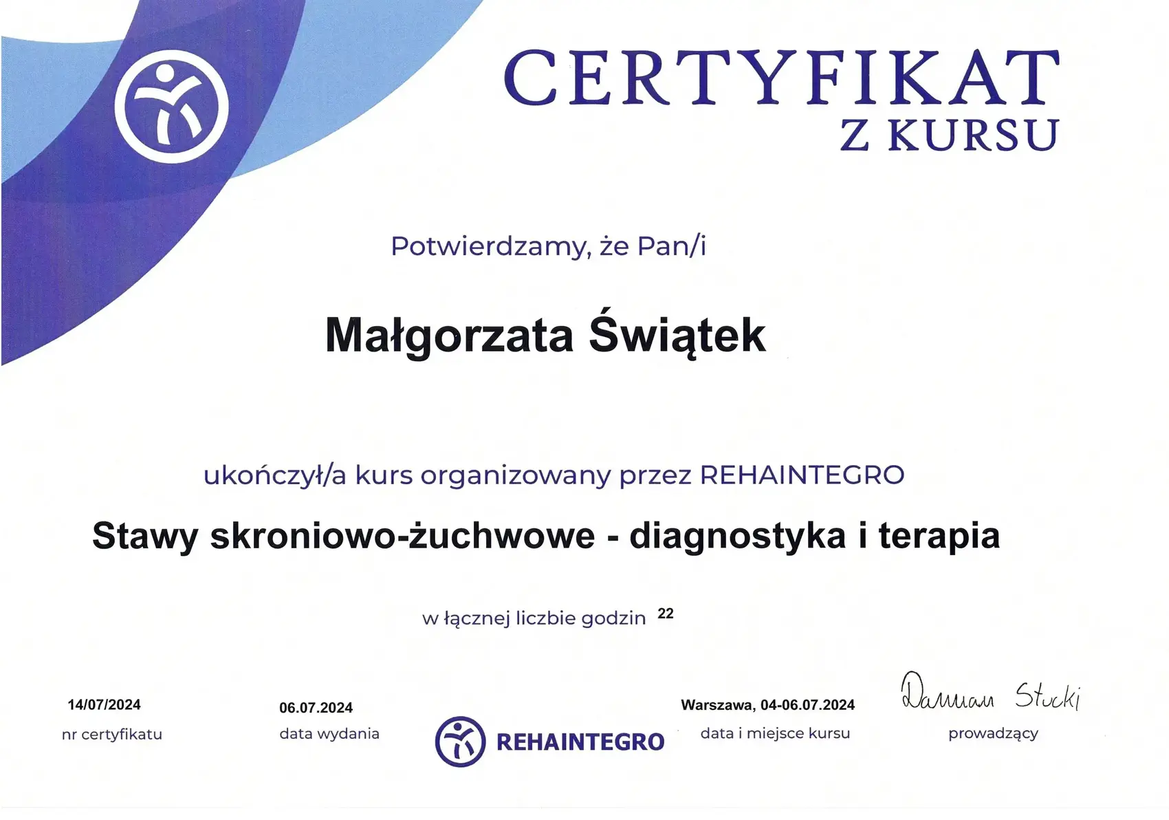 Dyplom lub certyfikat 21